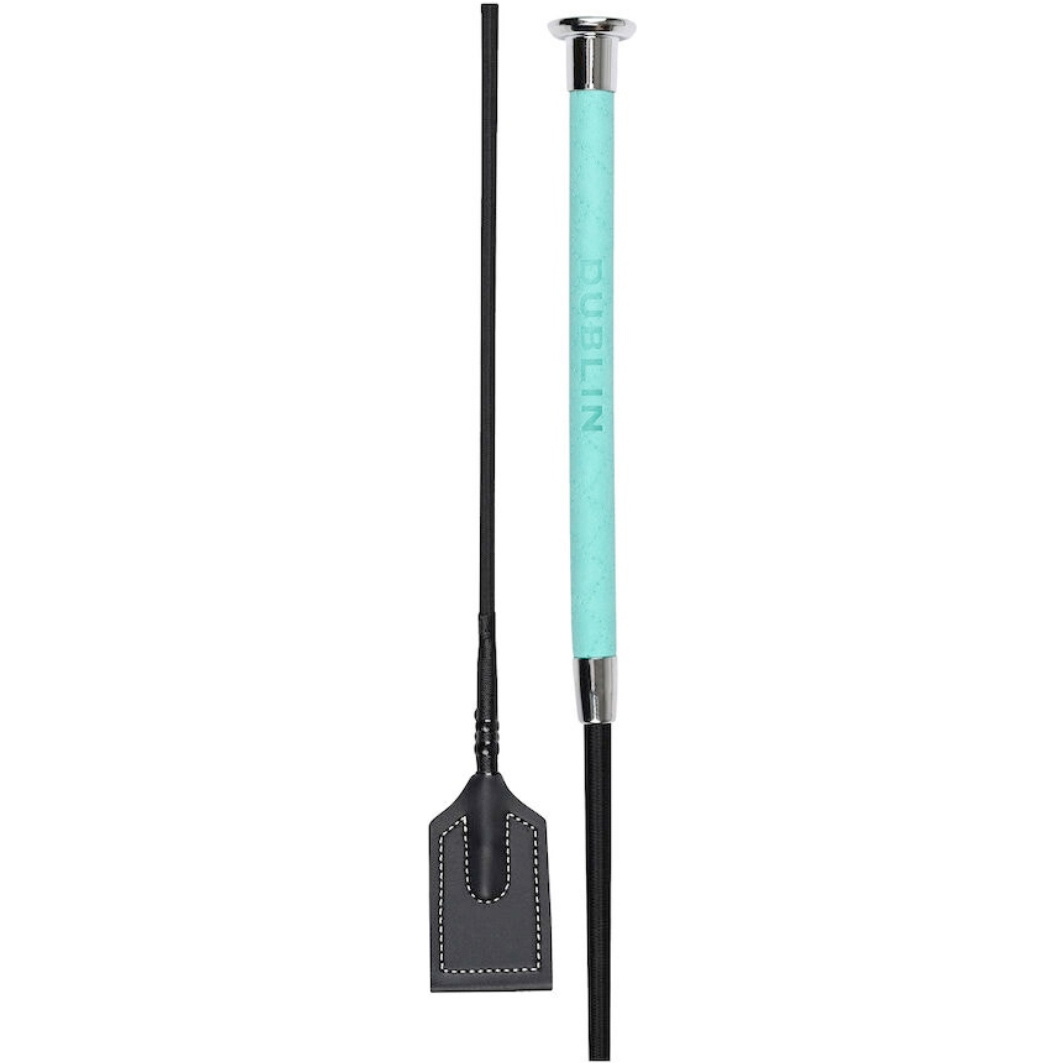 2025 Dublin Fancy Stitch Leather Dressage Whip 1022178 - Turquoise